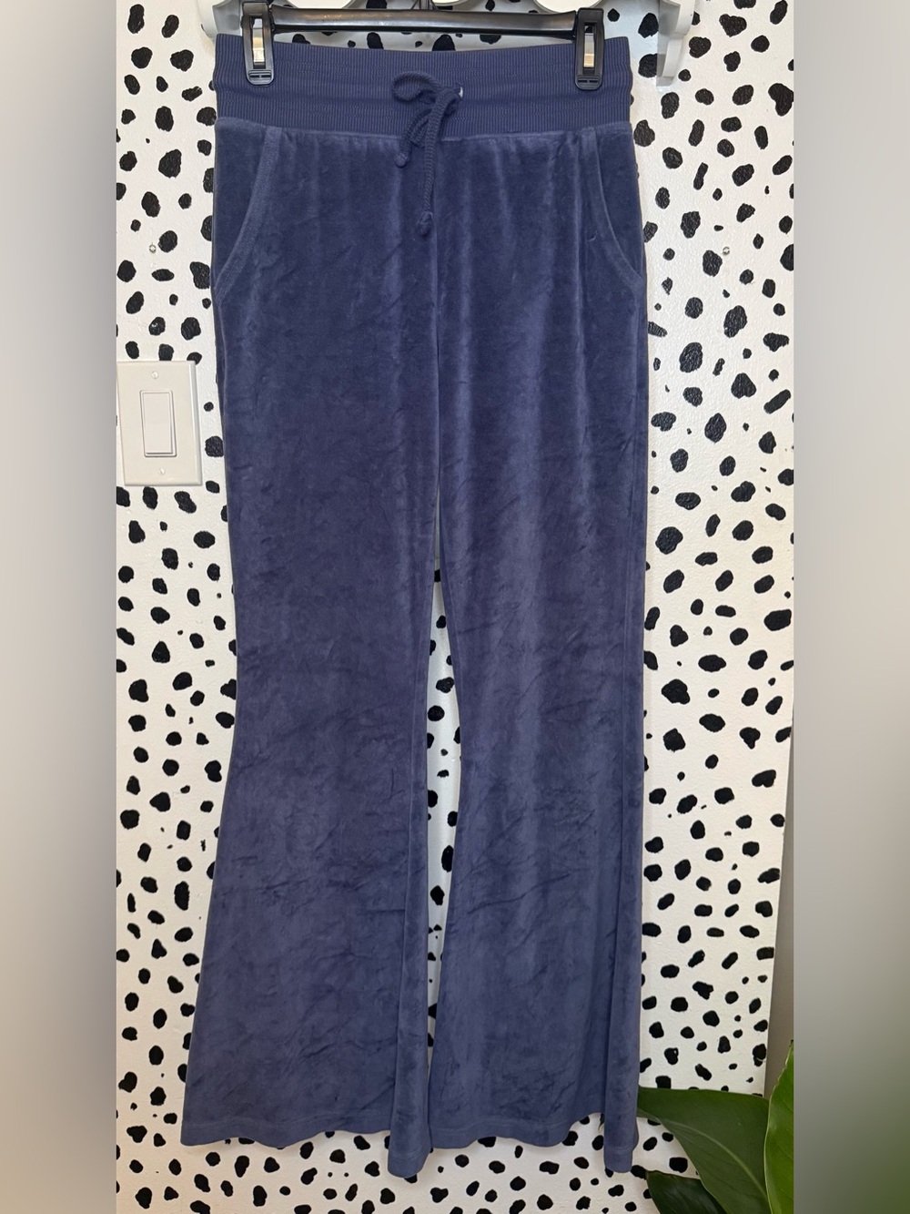 Aerie Velour Blue Y2K Flare Sweatpants